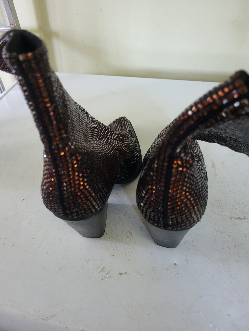 Women's Copper Rhinestone Pointed-Toe Booties - Picture 4 of 7